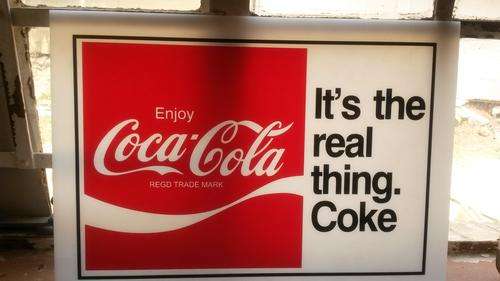 Original Plastic Coca Cola Sign.
